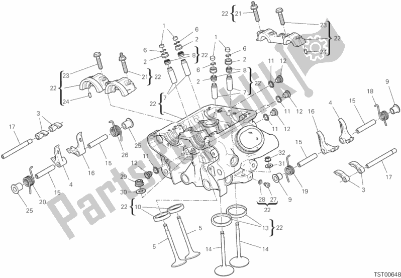 Alle onderdelen voor de Verticale Kop van de Ducati Diavel 1260 2019